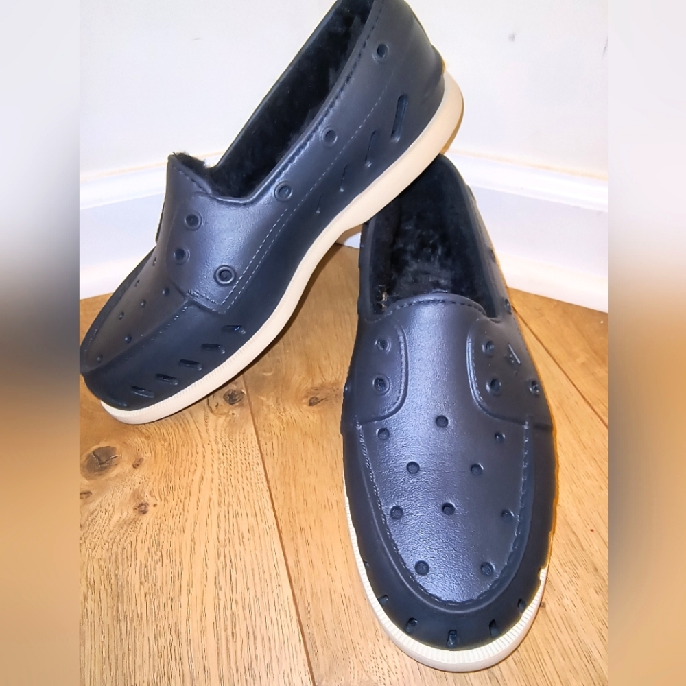 Sperry Size 8 M AUTHENTIC ORIGINAL FLOAT COZY Navy Women's Lined Boat Shoes - Picture 1 of 17
